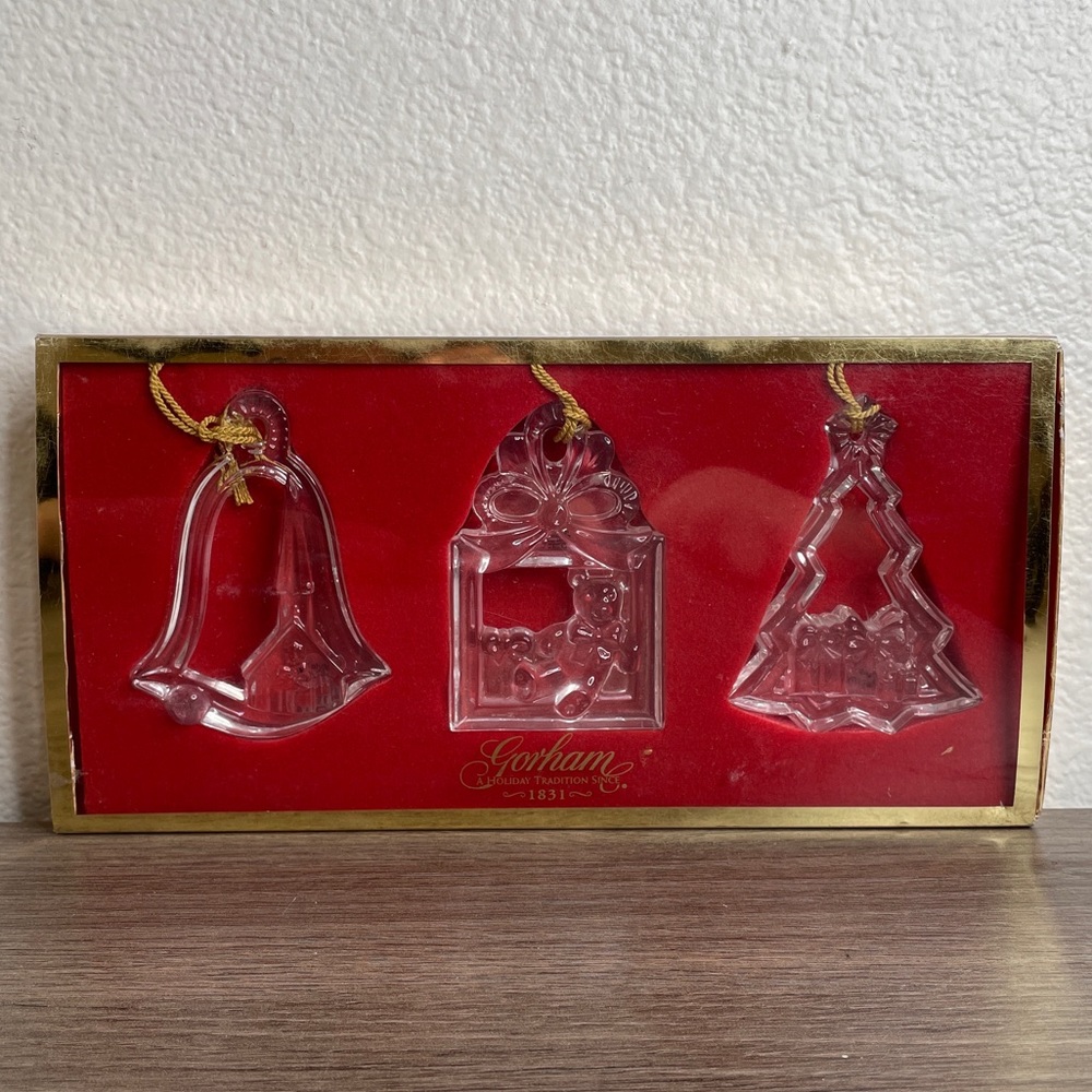Vintage Gorham Crystal Christmas Ornament Holiday Three Pack Made in Germany